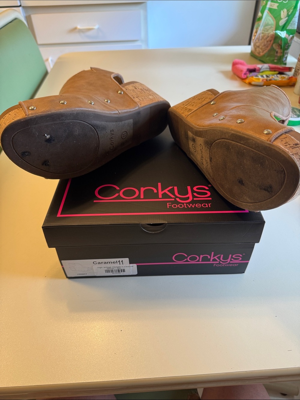 Corkys Caramel Open-Toe Wedge Sandals - Picture 3 of 3